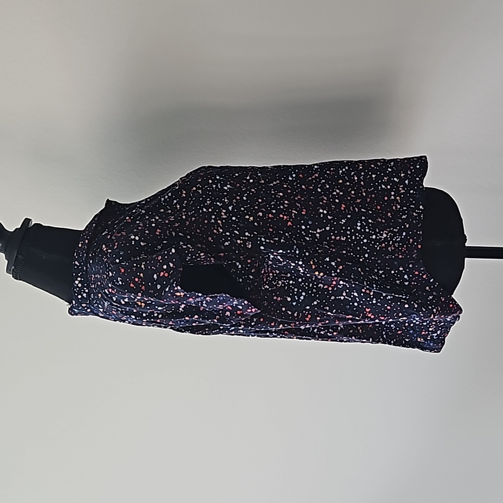 Anthropologie MAEVE Navy Confetti Print Cap Sleeve V-Neck Button-Down | W Medium - Picture 6 of 8